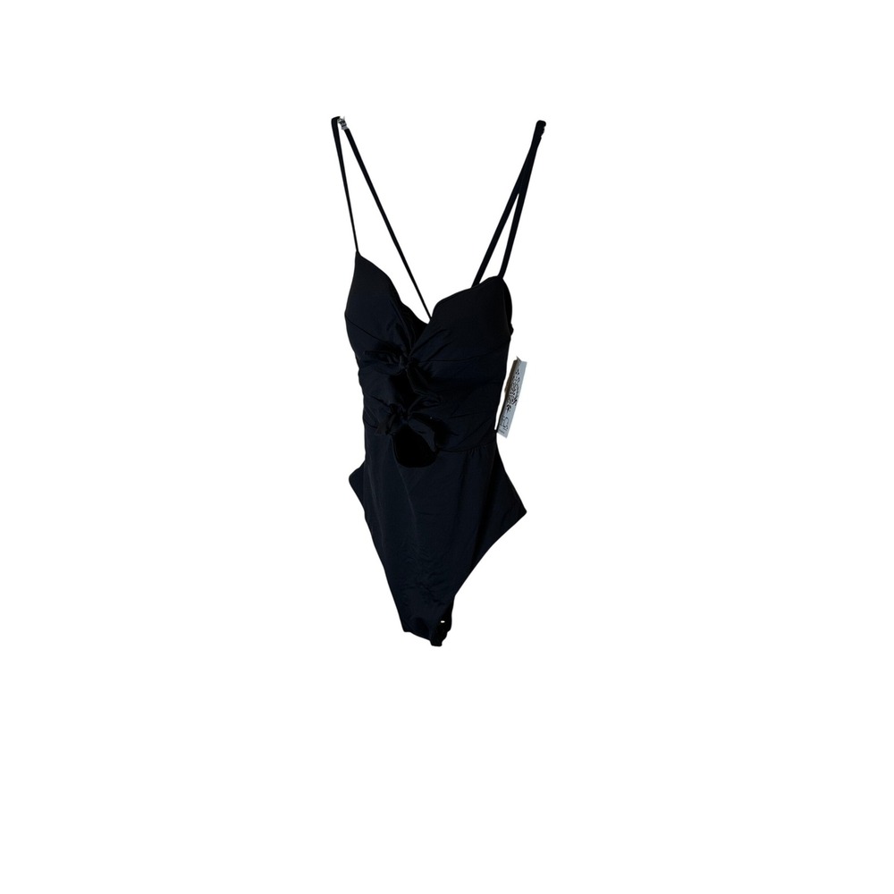 Becca by Rebecca Virtue‎ Black Cutout Front One Piece Swimsuit Medium NEW